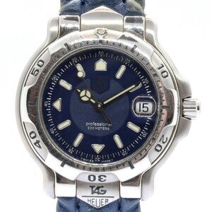 Vintage Midsize Tag Heuer 35mm 6000 Series 200M Blue Dial Watch Ref: WH1215-K1!